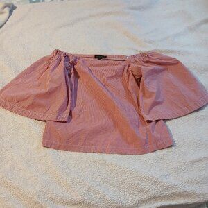 Banana Republic Women's  Red Gingham  Off Shoulder Bell Sleeve Top  SZ XS